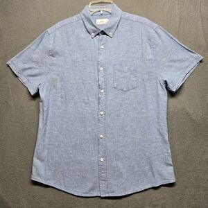 Onia Men's Sky Blue Casual Button Down Linen Shirt.